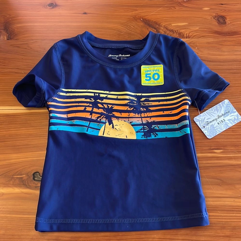 Tommy Bahama UV protection blue swim shirt. Size XS (4). New with tags.